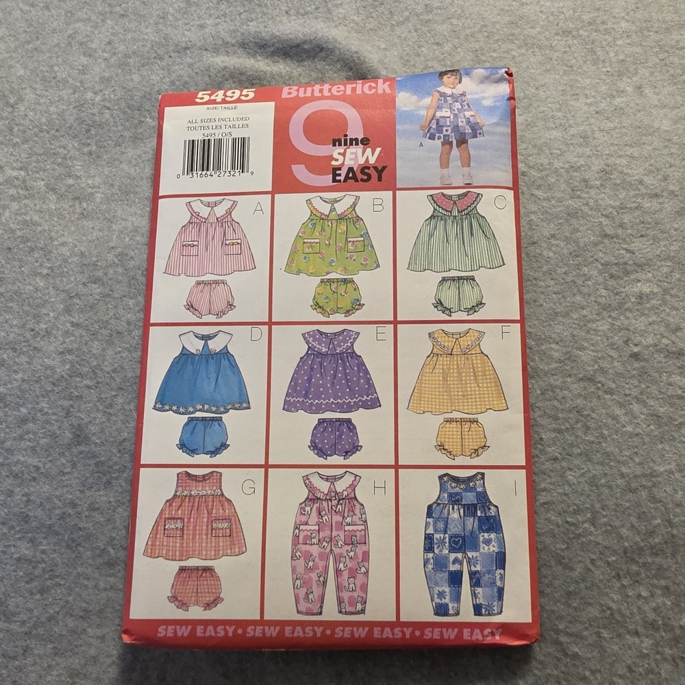 Butterick 5495 Girls Dress/Top & Bloomer Sewing Pattern Sew Easy